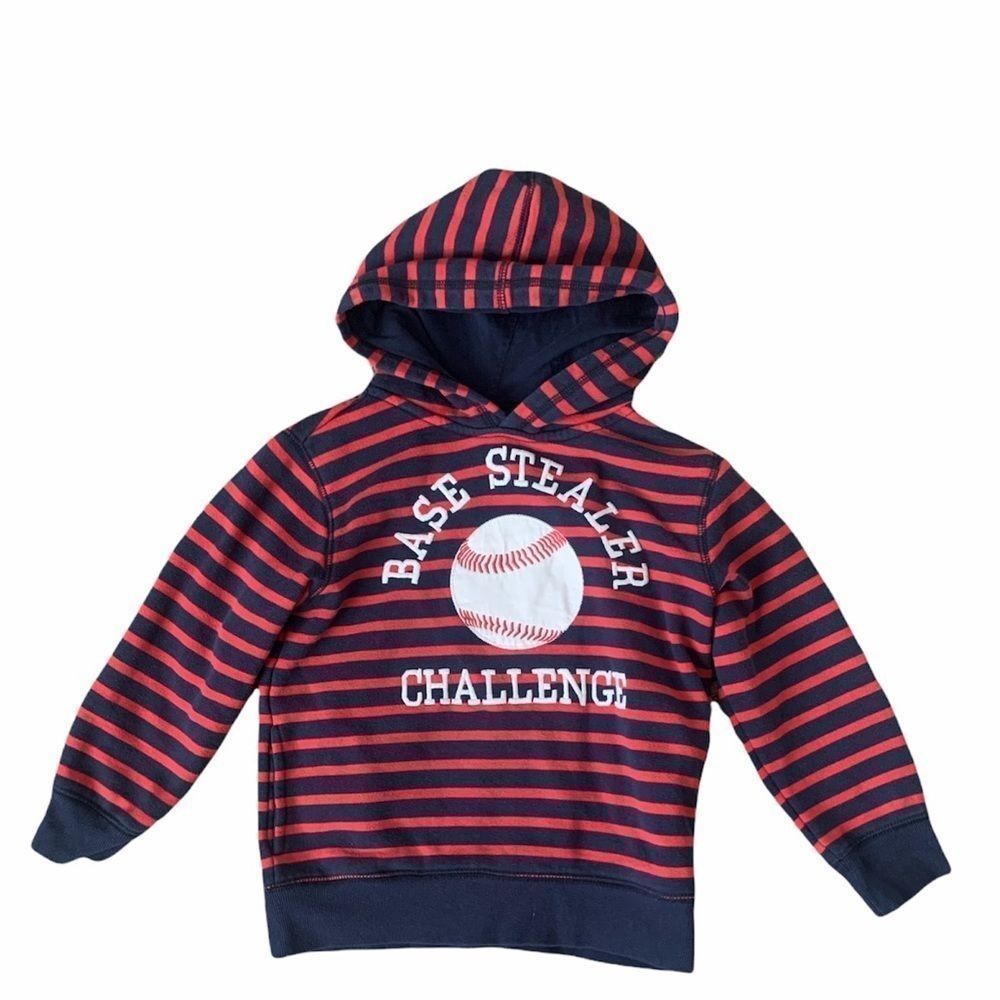 Gymboree Boys S (5-6) Red/Navy Striped Baseball Hoodie